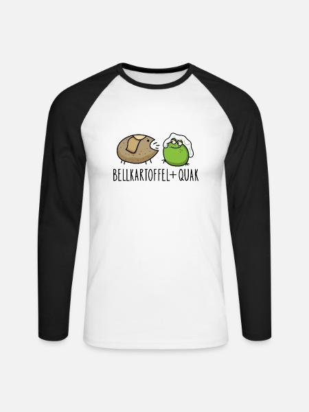 Lustige Pellkartoffel mit Quak - Unisex Baseballshirt langarm - Weiß/Schwarz