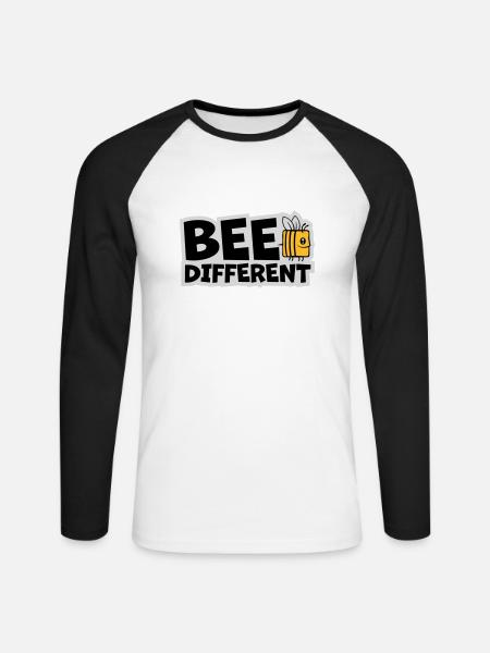 bee citation différente - T-shirt baseball manches longues Homme - blanc/noir