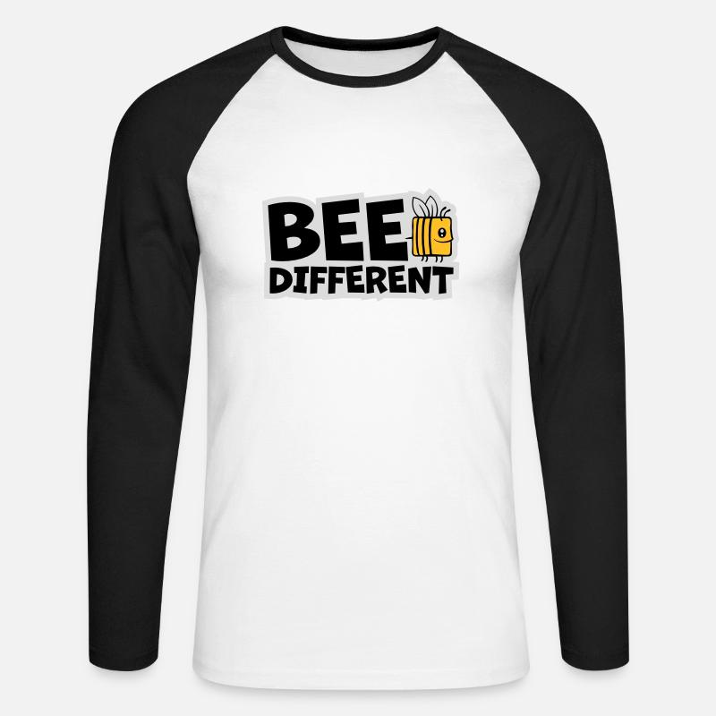 bee different Spruch Zitat - Unisex Baseballshirt langarm - Weiß/Schwarz