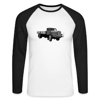 H6 Truck IFA Werdau DDR Oldtimer Ostalgie - T-shirt baseball manches longues Homme - blanc/noir - Devant - Nik (191cm)