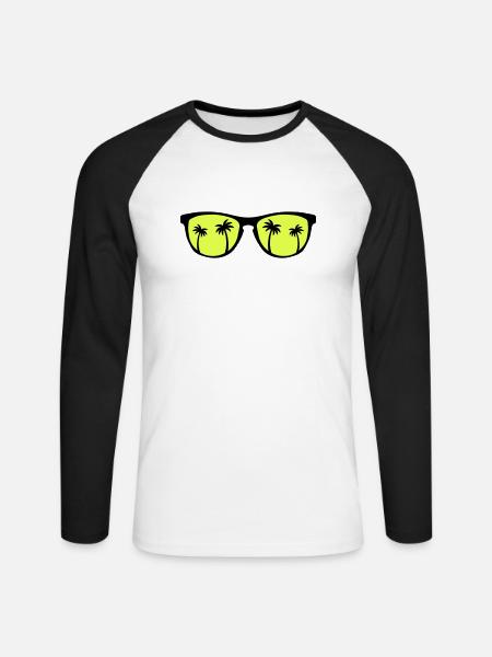 Sunglasses Palms - Unisex Baseballshirt langarm - Weiß/Schwarz