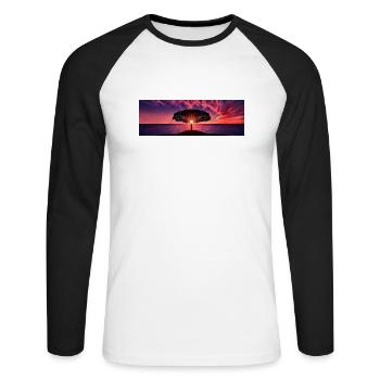 Sonnenuntergang - Unisex Baseballshirt langarm - Weiß/Schwarz - Vorne - Nik (191cm)