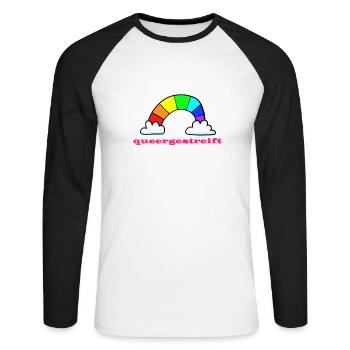 Queer rayé - arc-en-ciel spécial - T-shirt baseball manches longues Homme - blanc/noir - Devant - Nik (191cm)
