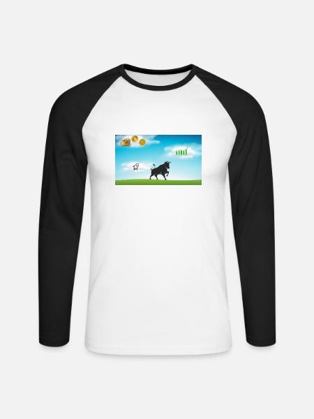 Börsenbulle im Börsenparadies - Unisex Baseballshirt langarm - Weiß/Schwarz