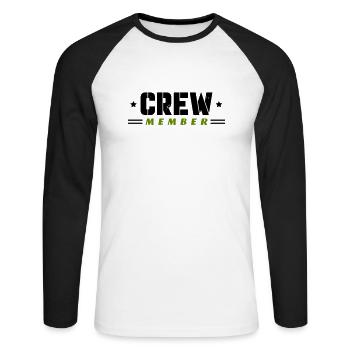 Membre d’équipage - T-shirt baseball manches longues Homme - blanc/noir - Devant - Nik (191cm)