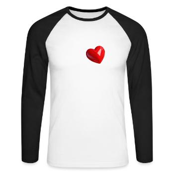 I Love Stockport - White Text - Unisex Long Sleeve Baseball T-Shirt - white/black - Front - Nik (191cm)