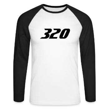 320 - Unisex Baseballshirt langarm - Weiß/Schwarz - Vorne - Nik (191cm)