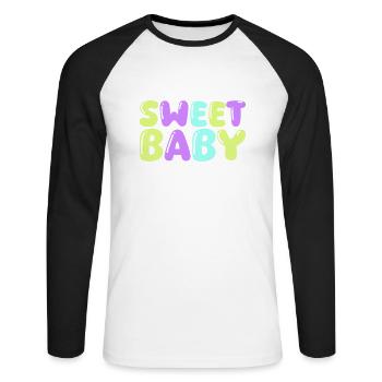 sweet baby - Unisex Baseballshirt langarm - Weiß/Schwarz - Vorne - Nik (191cm)