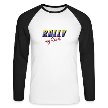 Rally my Sport yellow blue - Unisex Long Sleeve Baseball T-Shirt - white/black - Front - Nik (191cm)