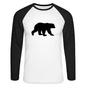 Bear Silhouette - Unisex Long Sleeve Baseball T-Shirt - white/black - Front - Nik (191cm)
