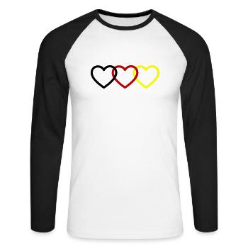 Germany Hearts - Unisex Long Sleeve Baseball T-Shirt - white/black - Front - Nik (191cm)