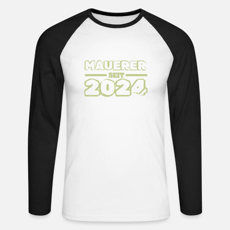 2024 2024 - Unisex Baseballshirt langarm - Weiß/Schwarz