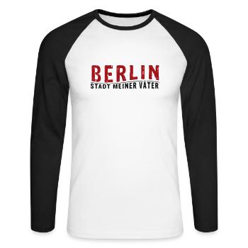 BERLIN - Stadt meiner Väter - Unisex Baseballshirt langarm - Weiß/Schwarz - Vorne - Nik (191cm)