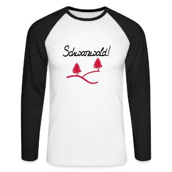 Schwarzwald! - Unisex Baseballshirt langarm - Weiß/Schwarz - Vorne - Nik (191cm)