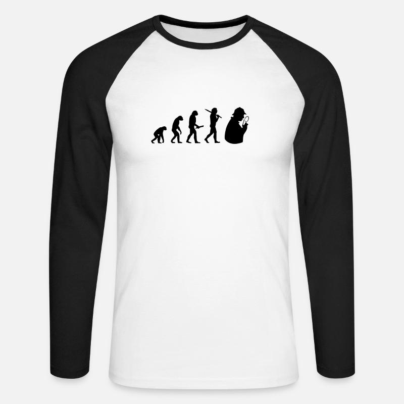 sherlock holmes evolution progress development - Unisex Long Sleeve Baseball T-Shirt - white/black
