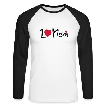 I heart Mom - Unisex Baseballshirt langarm - Weiß/Schwarz - Vorne - Nik (191cm)