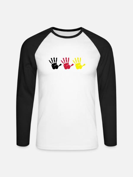 Handprint Trio - Unisex Long Sleeve Baseball T-Shirt - white/black