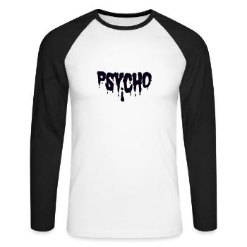 psycho - Unisex Long Sleeve Baseball T-Shirt - white/black - Front - Nik (191cm)