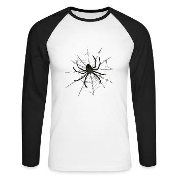 Toile de fil - T-shirt baseball manches longues Homme - blanc/noir - Devant - Nik (191cm)