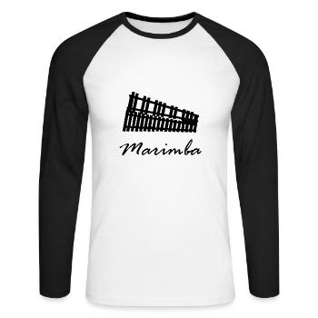 Marimba Xylophon musicien blanc - T-shirt baseball manches longues Homme - blanc/noir - Devant - Nik (191cm)