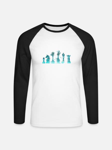 Schach Spiel Schachmatt Geschenk · Schachfiguren - Unisex Baseballshirt langarm - Weiß/Schwarz