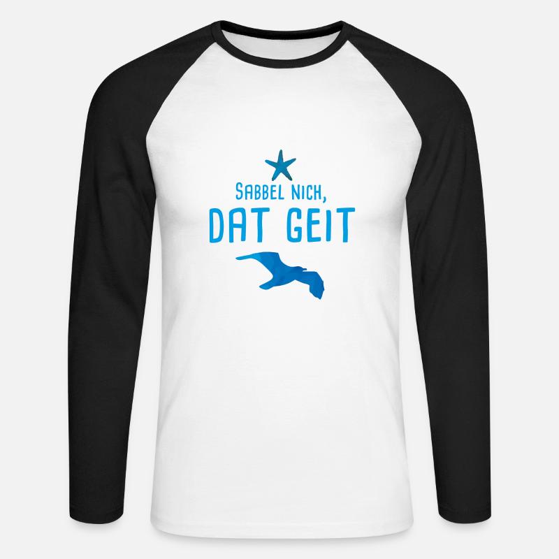 Sabbel nich dat geit 03 - Unisex Baseballshirt langarm - Weiß/Schwarz