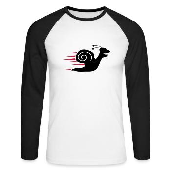 Fast Snail - Unisex Baseballshirt langarm - Weiß/Schwarz - Vorne - Nik (191cm)