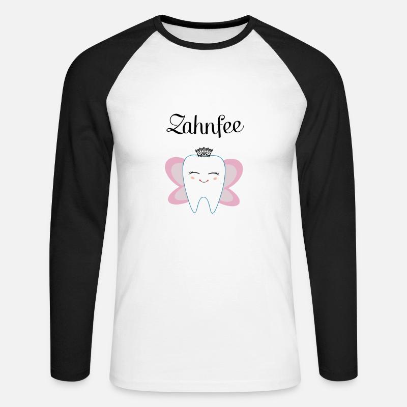 zahnfee 2 - Unisex Baseballshirt langarm - Weiß/Schwarz