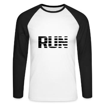 Run - T-shirt baseball manches longues Homme - blanc/noir - Devant - Nik (191cm)
