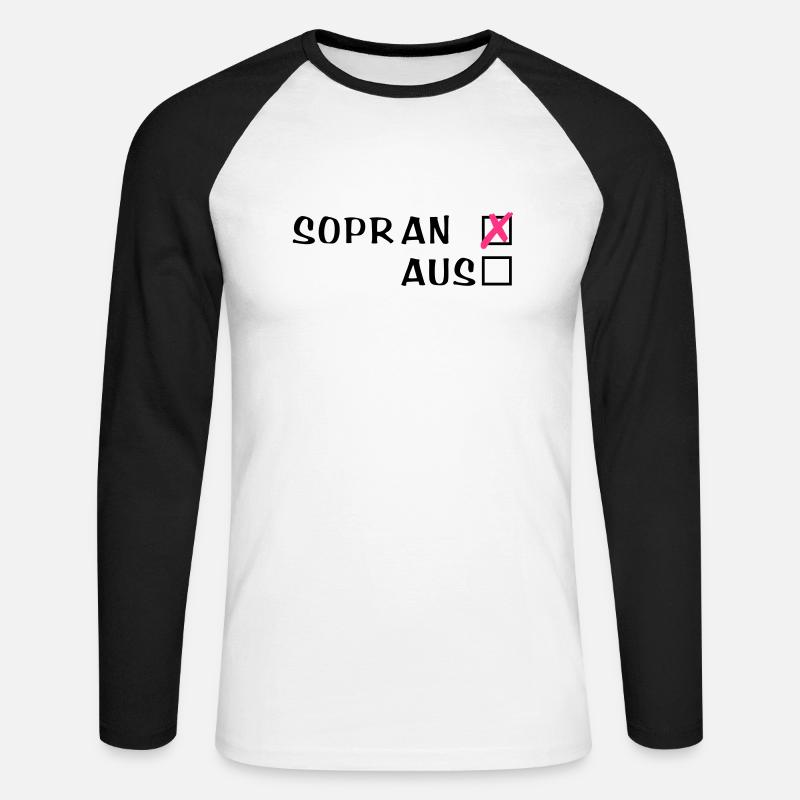 Sopr an oder aus - Unisex Baseballshirt langarm - Weiß/Schwarz