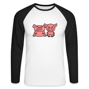 piggy porcelet 2 petit bébé doux - T-shirt baseball manches longues Homme - blanc/noir - Devant - Nik (191cm)