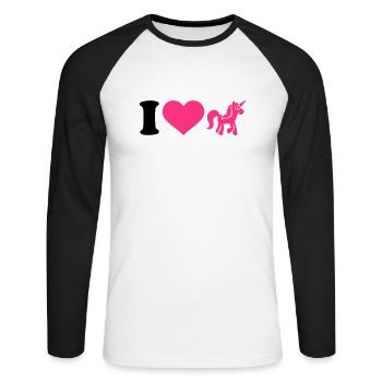 I love Unicorns - Unisex Long Sleeve Baseball T-Shirt - white/black - Front - Nik (191cm)