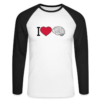 I Love Gehirn - Unisex Baseballshirt langarm - Weiß/Schwarz - Vorne - Nik (191cm)