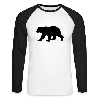 bear silhouette - Unisex Baseballshirt langarm - Weiß/Schwarz - Vorne - Nik (191cm)
