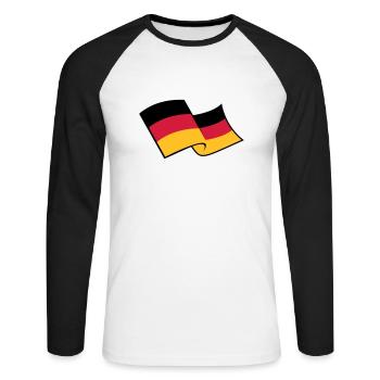 wehend wind 3 farben deutschland nation schwarz ro - Unisex Baseballshirt langarm - Weiß/Schwarz - Vorne - Nik (191cm)