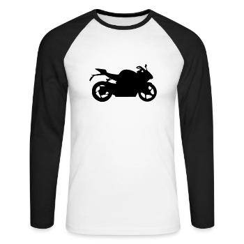 motorrad silhouette - Unisex Baseballshirt langarm - Weiß/Schwarz - Vorne - Nik (191cm)