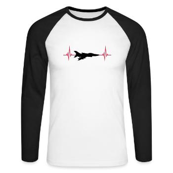 Heartbeat Fighter Jet Jet - Unisex Long Sleeve Baseball T-Shirt - white/black - Front - Nik (191cm)