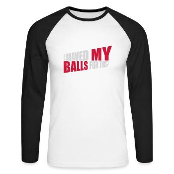 Je me suis rasé les couilles - T-shirt baseball manches longues Homme - blanc/noir - Devant - Nik (191cm)