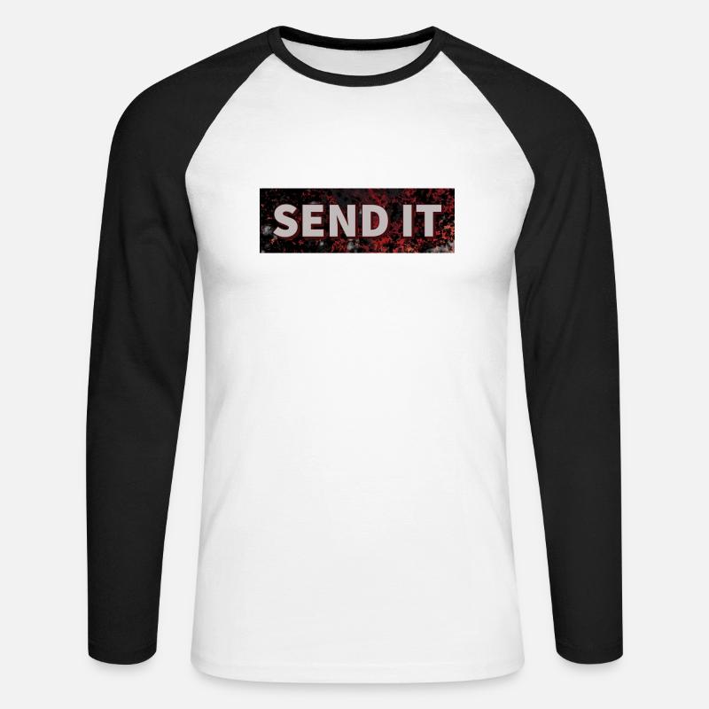SEND IT Boxlogo - Unisex Baseballshirt langarm - Weiß/Schwarz