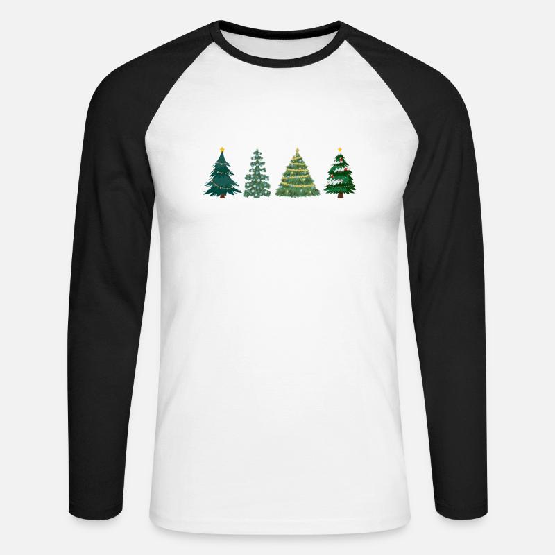 Weihnachtsbäume Geschenkidee - Unisex Baseballshirt langarm - Weiß/Schwarz