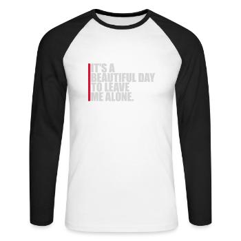 leave me alone day - Unisex Baseballshirt langarm - Weiß/Schwarz - Vorne - Nik (191cm)