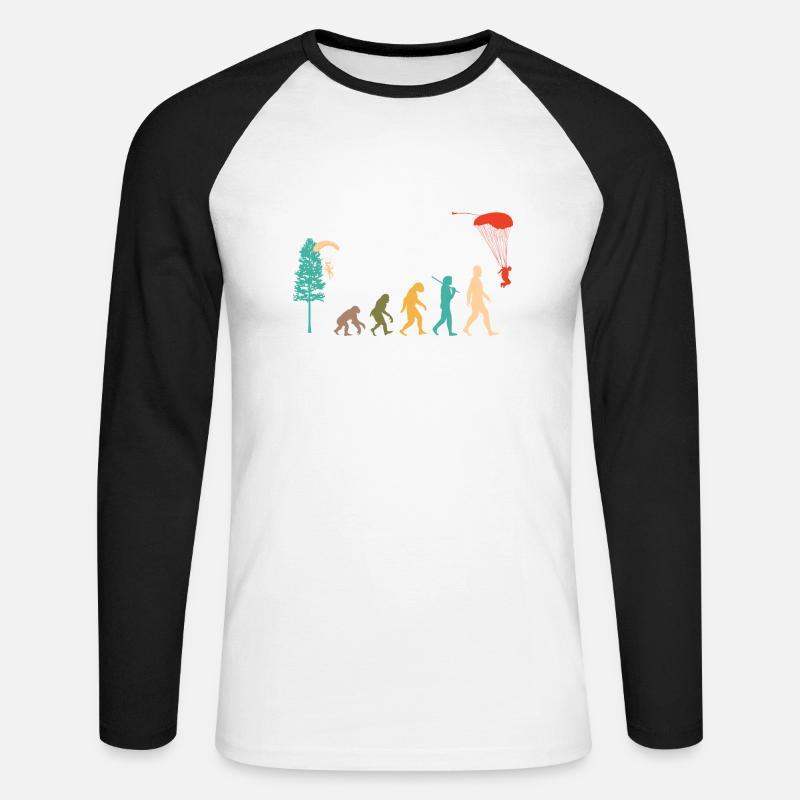 Skydive Evolution: Skydiver Design - Unisex Long Sleeve Baseball T-Shirt - white/black