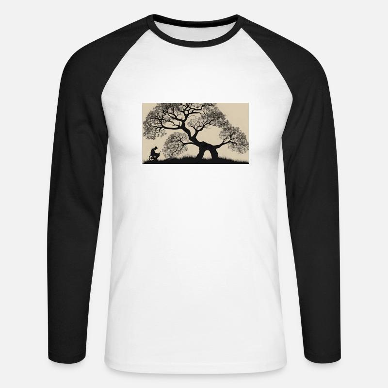 Baum der Erinnerung - Unisex Baseballshirt langarm - Weiß/Schwarz