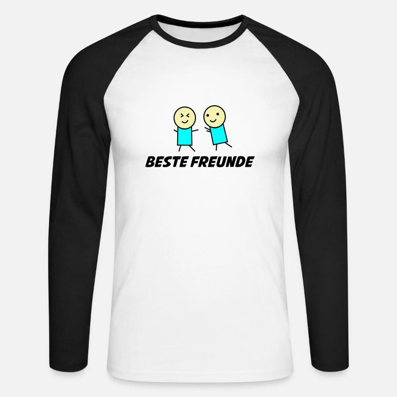beste freunde 1 - Unisex Baseballshirt langarm - Weiß/Schwarz
