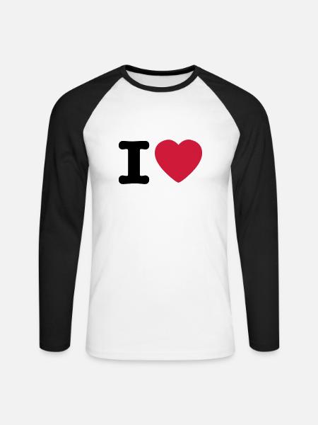 I love / I heart DELUXE - T-shirt baseball manches longues Homme - blanc/noir