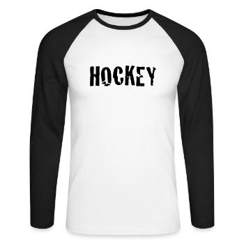 hockey - Unisex Baseballshirt langarm - Weiß/Schwarz - Vorne - Nik (191cm)