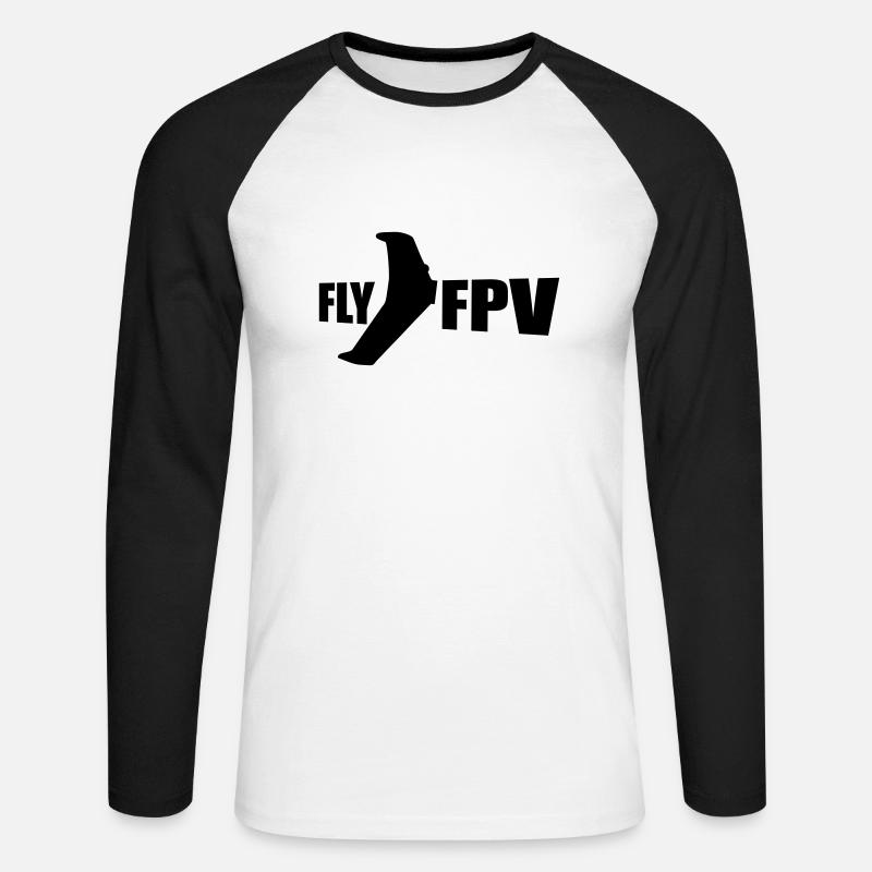 fly fpv - Unisex Baseballshirt langarm - Weiß/Schwarz