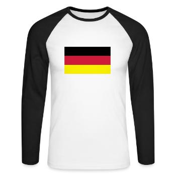 deutschlandflagge - Unisex Baseballshirt langarm - Weiß/Schwarz - Vorne - Nik (191cm)