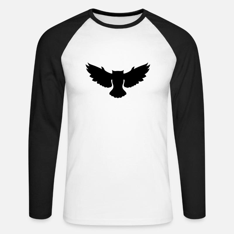 Fliegende Eule - Unisex Baseballshirt langarm - Weiß/Schwarz