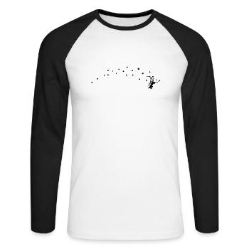 elfe, fée, ange, ailes, étoiles, fille, enfant, - T-shirt baseball manches longues Homme - blanc/noir - Devant - Nik (191cm)